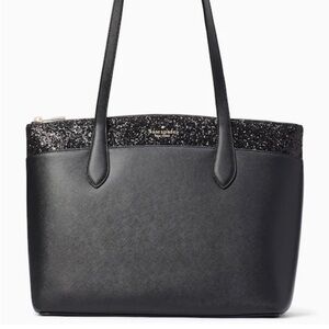 NWT Kate Spade black glitter tote